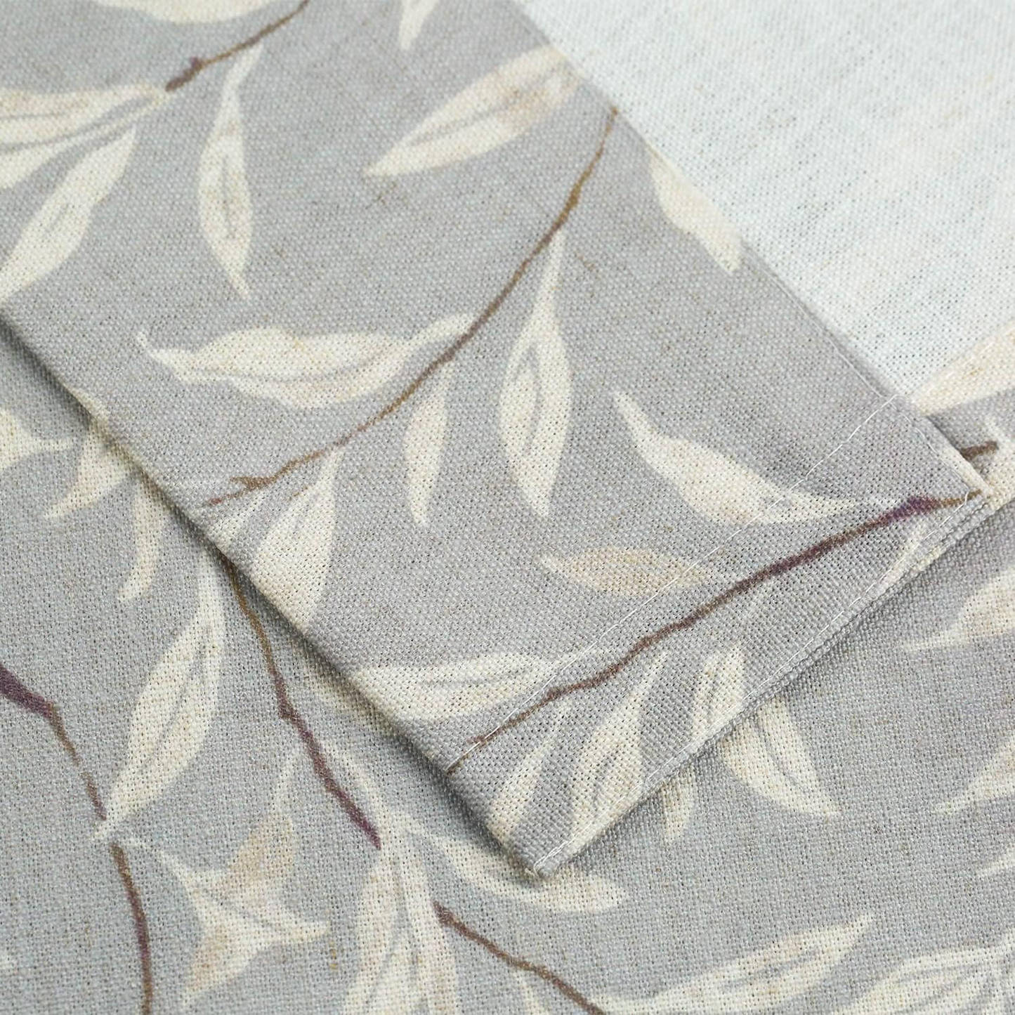 Custom-Made Botanical Leaf Print Linen Light Filtering Curtains