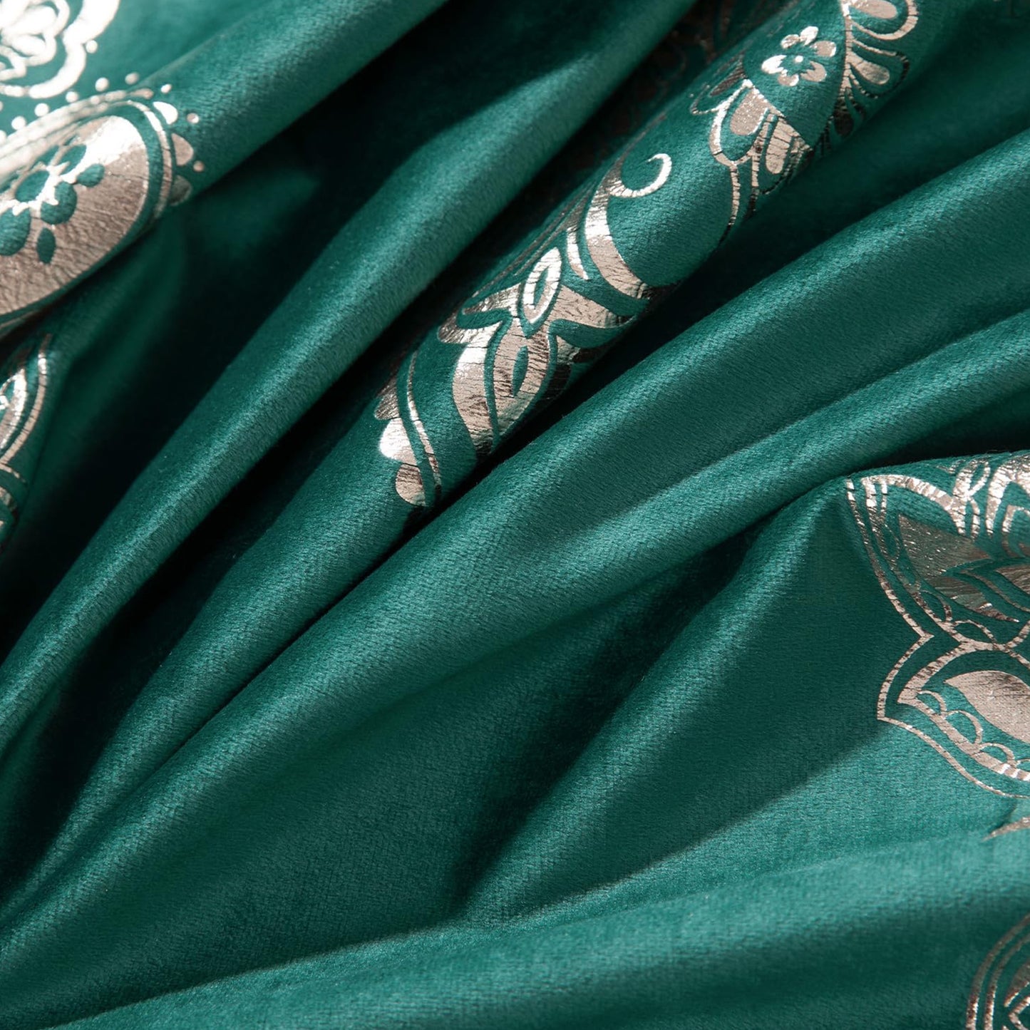 Custom-Made Vintage Gold Foil Velvet Room Darkening Curtains