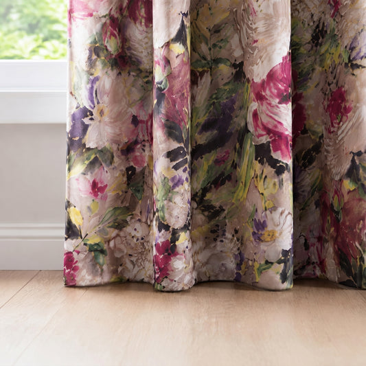 Custom-Made Vintage Large Floral Print Room Darkening Curtains