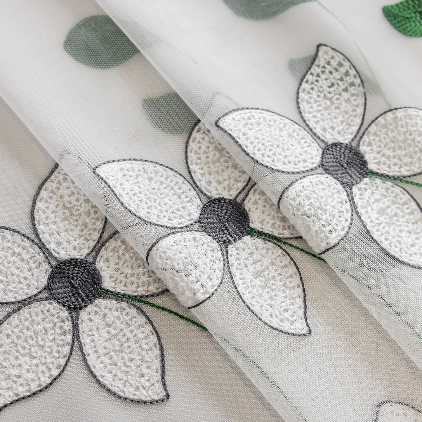 Custom-Made Wild Daisy Embroidered Sheer Curtains