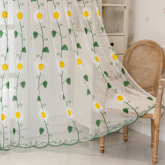 Custom-Made Wildflower Embroidered Sheer Curtains