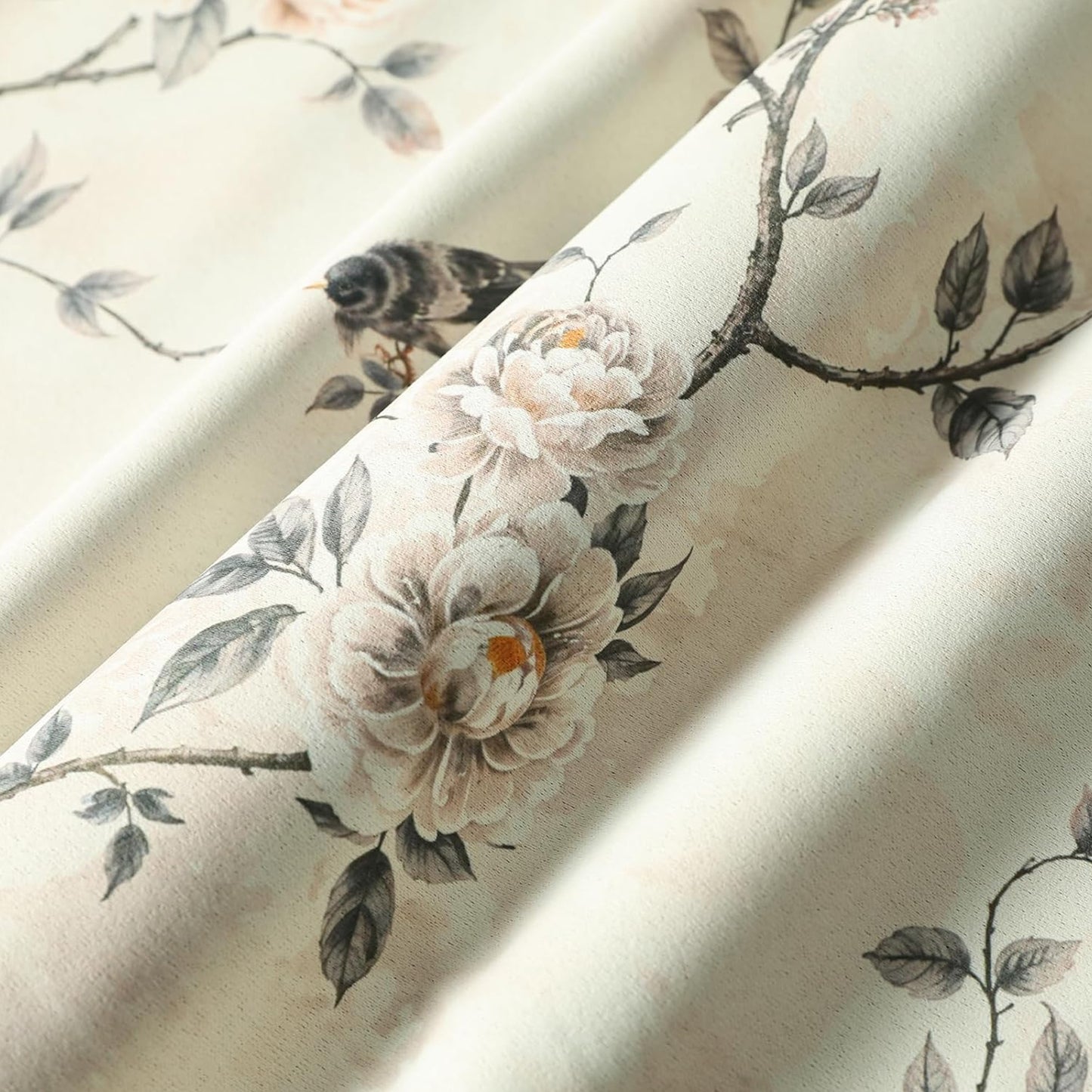 Custom-Made Vintage French Rose Floral Print Room Darkening Curtains