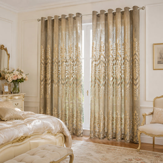Custom-Made Jacquard Damask Sheer Curtains