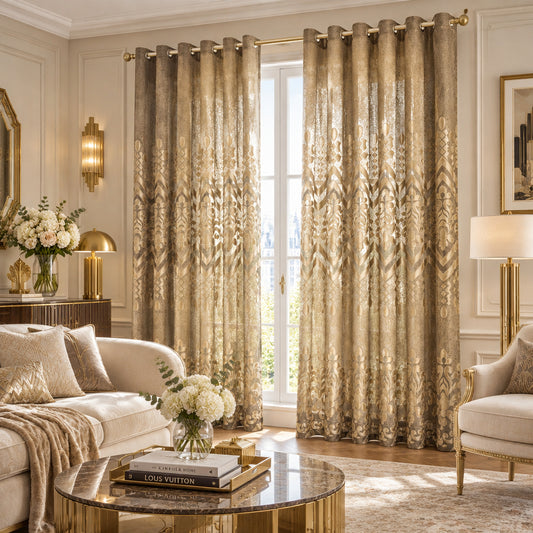 Custom-Made Jacquard Damask Sheer Curtains