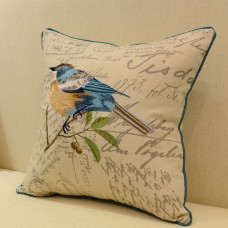VOGOL 18 x 18 Inches Bird Cushion Case Luxury Embroidery European Throw Pillow Cover Decorative Pillow for Couch Living Room Car