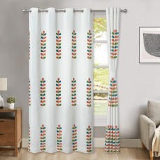 VOGOL Light Filtering Curtains 84 inch Length, Colorful Leaves Print Decorative Window Treatment Set for Bedroom, Grommet Thermal Insulated Drapes for Nursery, White