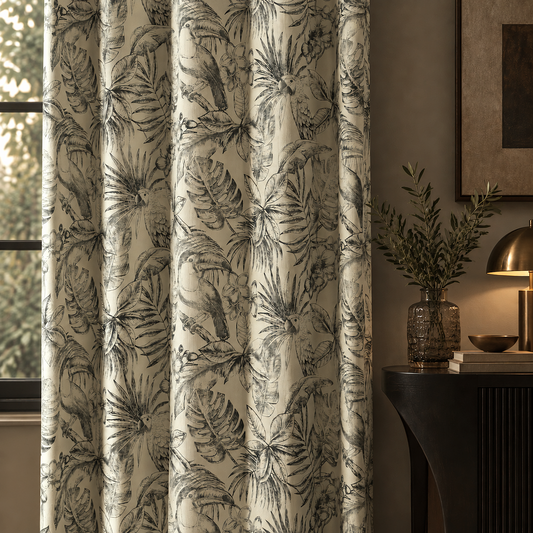 Custom-Made Vintage Floral Toile Room Darkening Curtains