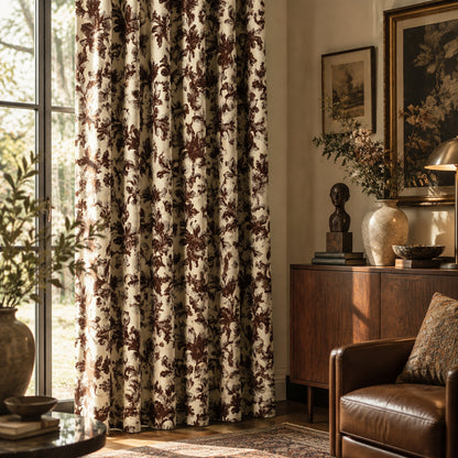 Custom-Made Vintage Floral Toile Room Darkening Curtains