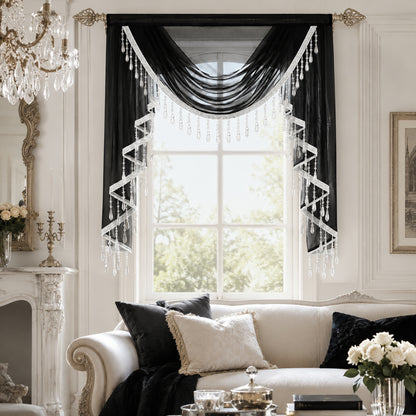 Custom-Made Solid Sheer Waterfall Valance