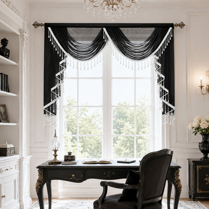 Custom-Made Solid Sheer Waterfall Valance