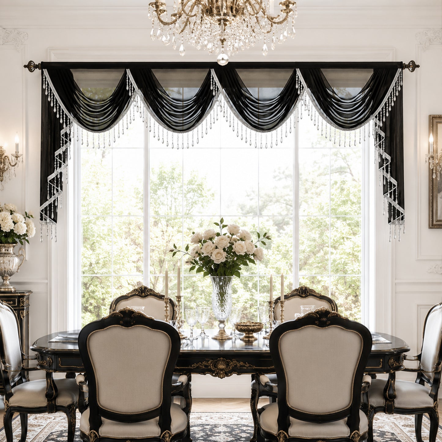 Custom-Made Solid Sheer Waterfall Valance