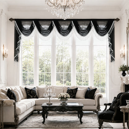 Custom-Made Solid Sheer Waterfall Valance
