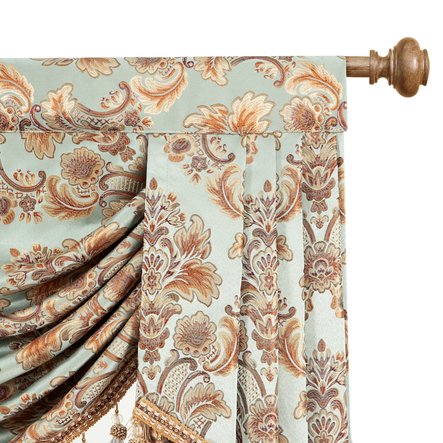 Custom-Made Damask Jacquard Waterfall Valance