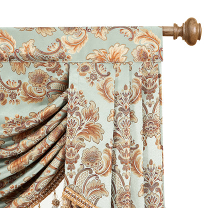 Custom-Made Damask Jacquard Waterfall Valance