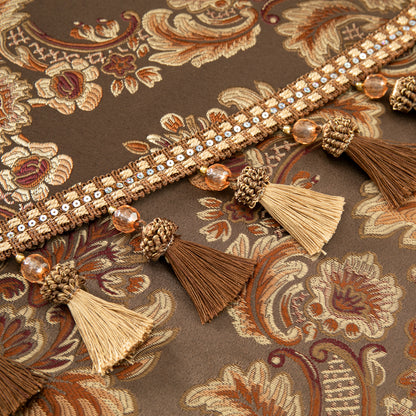 Custom-Made Damask Jacquard Waterfall Valance