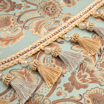 Custom-Made Damask Jacquard Waterfall Valance