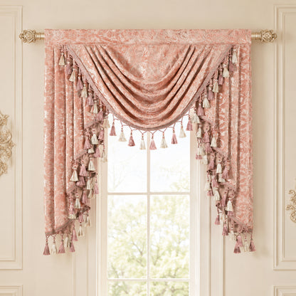 Custom-Made Gold Foil Velvet Waterfall Valance