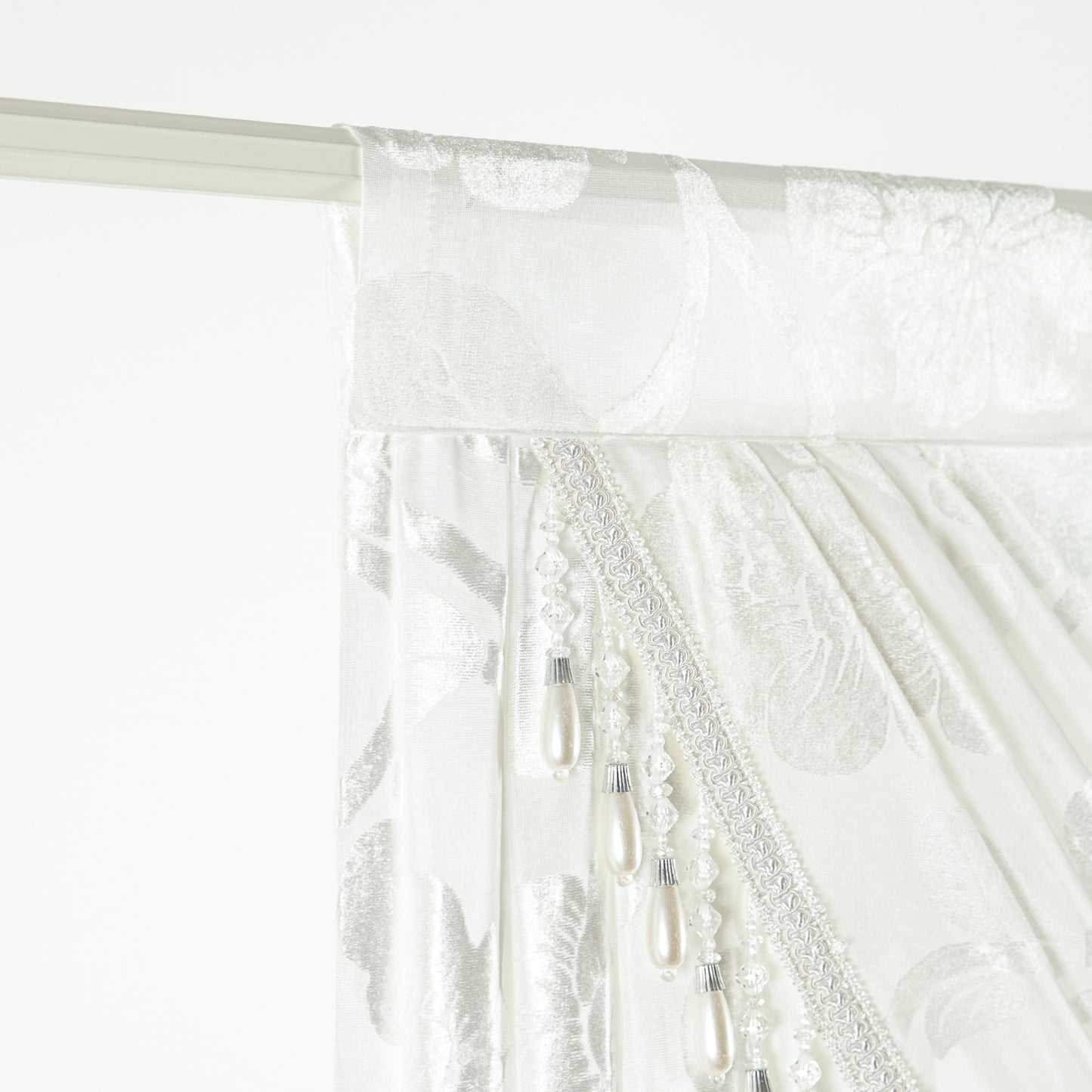 Custom-Made Vintage Jacquard Sheer Waterfall Valance