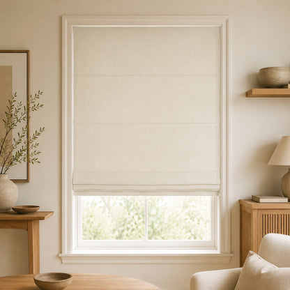 Custom-Made Cordless Textured Linen-Look Roman Shades