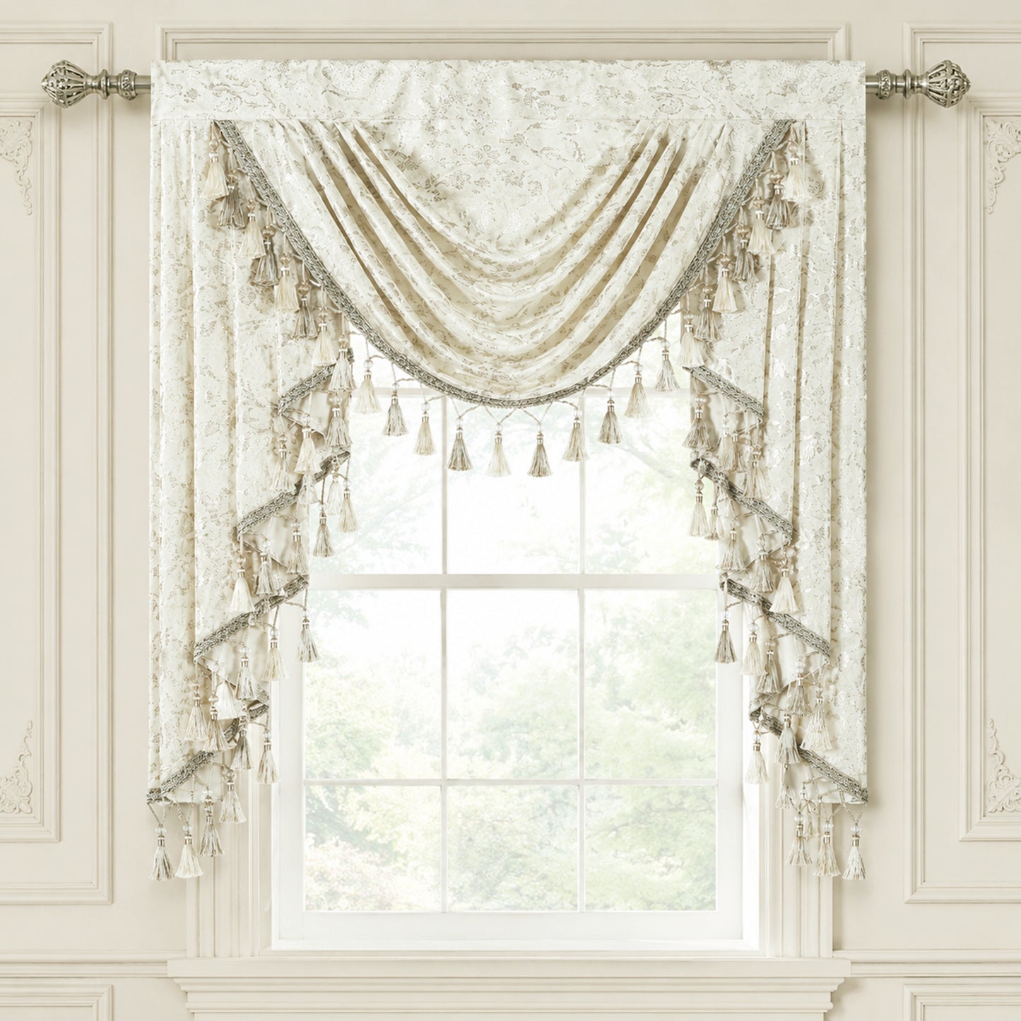 Custom-Made Gold Foil Velvet Waterfall Valance