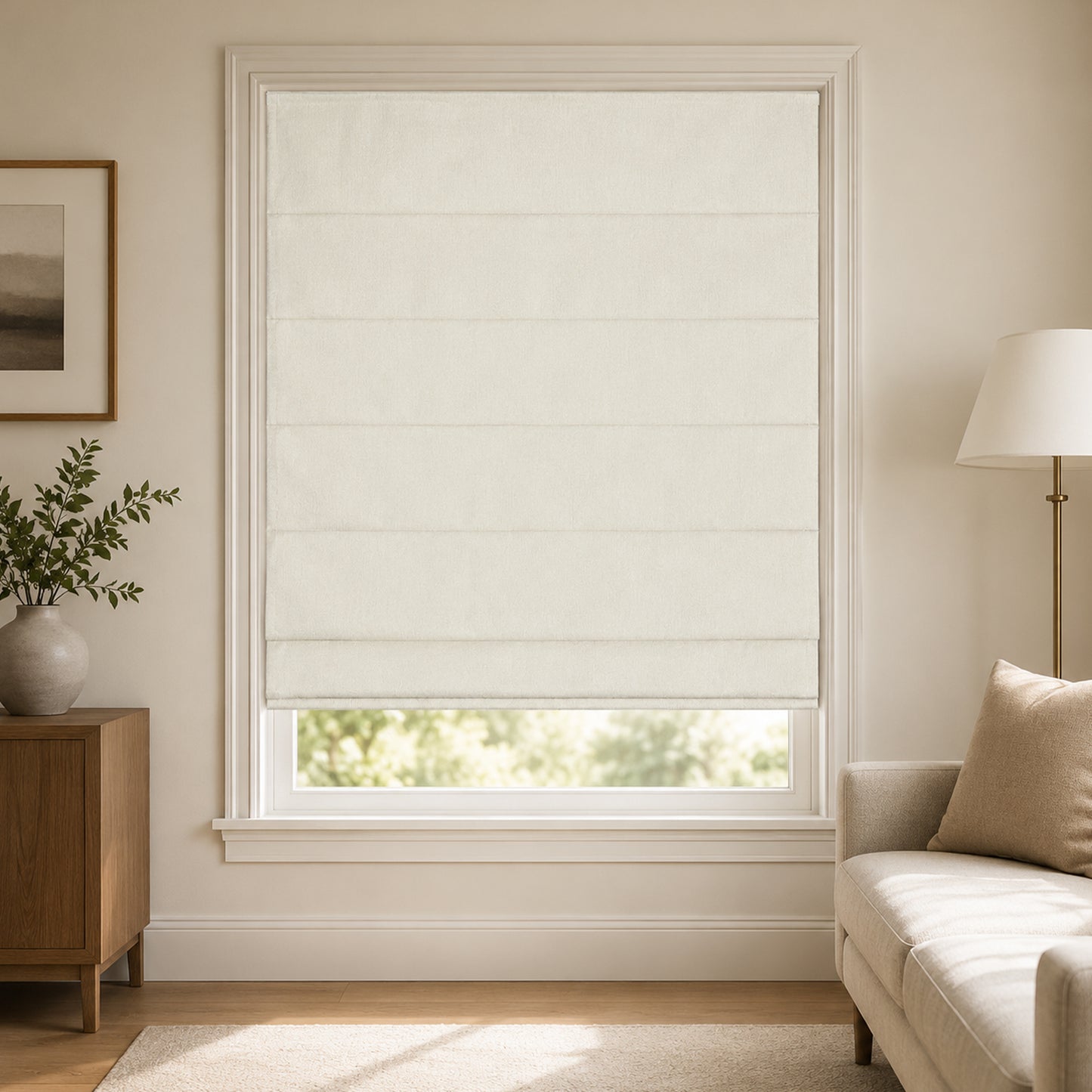 Custom-Made Cordless Textured Linen-Look Roman Shades