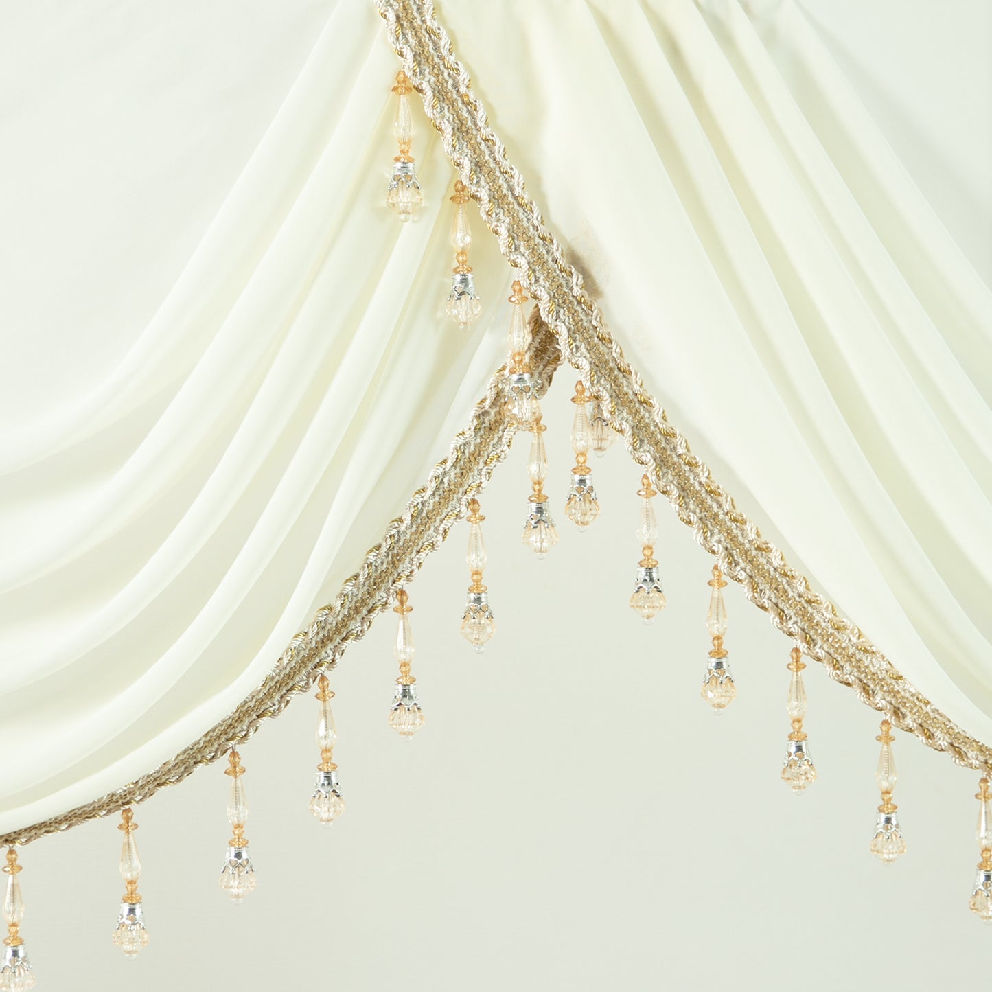 Custom-Made Vintage Jacquard Sheer Waterfall Valance