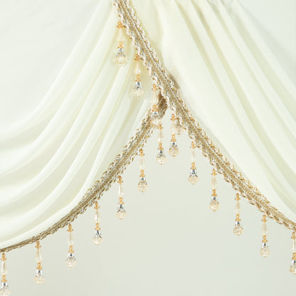 Custom-Made Vintage Jacquard Sheer Waterfall Valance