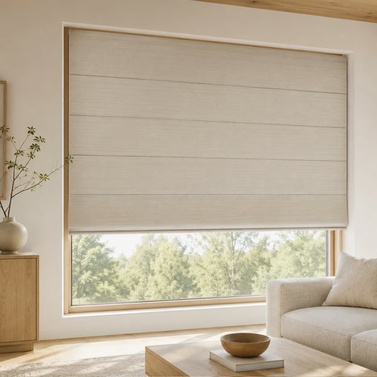Custom-Made Cordless Textured Fabric Roman Shades