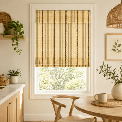 Custom-Made Cordless Natural Bamboo Roman Shades