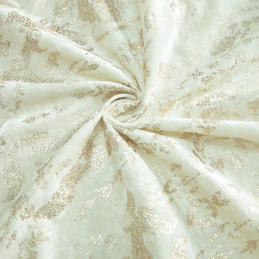 Custom-Made Gold Foil Velvet Waterfall Valance -- Ivory White.webp
