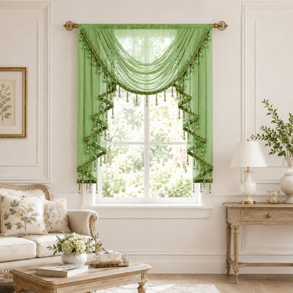 Custom-Made Solid Sheer Waterfall Valance