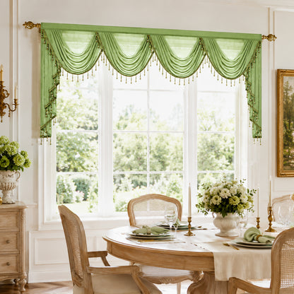Custom-Made Solid Sheer Waterfall Valance