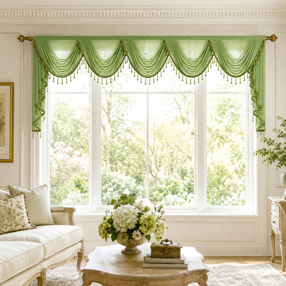 Custom-Made Solid Sheer Waterfall Valance