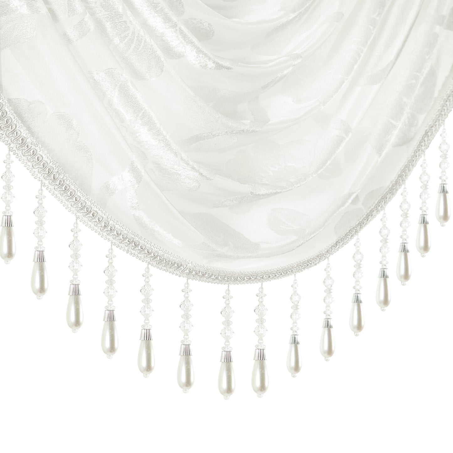 Custom-Made Vintage Jacquard Sheer Waterfall Valance