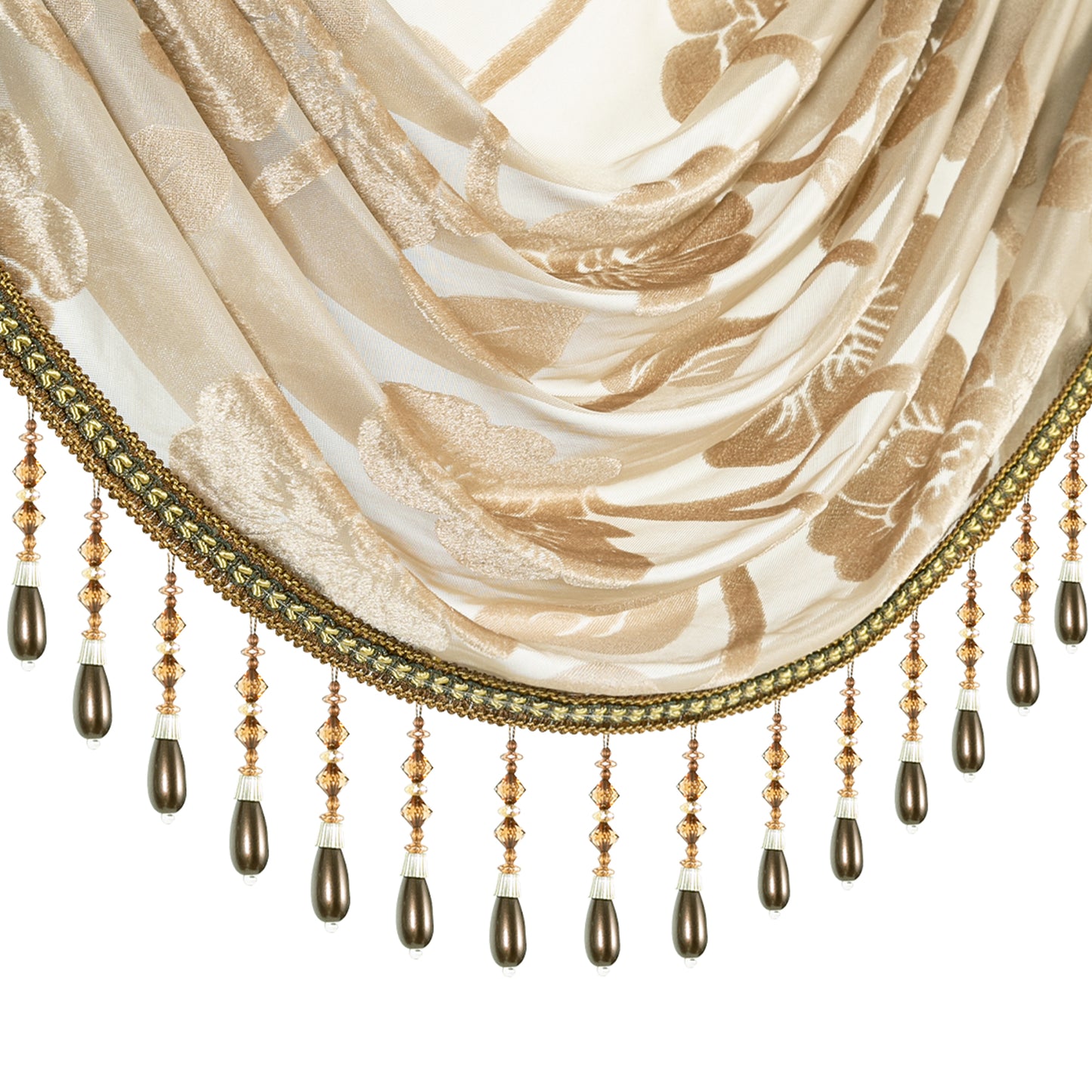 Custom-Made Vintage Jacquard Sheer Waterfall Valance