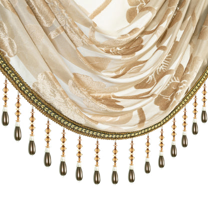 Custom-Made Vintage Jacquard Sheer Waterfall Valance