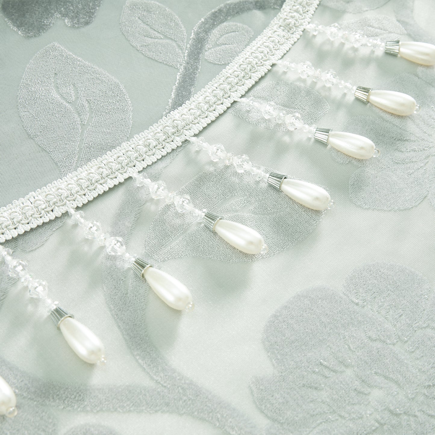 Custom-Made Vintage Jacquard Sheer Waterfall Valance