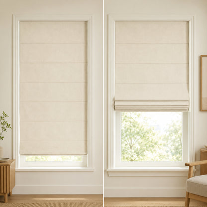 Custom-Made Cordless Textured Linen-Look Roman Shades