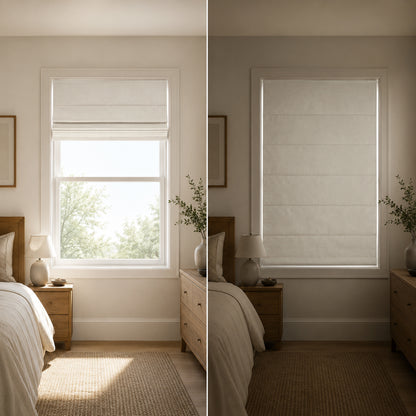 Custom-Made Cordless Textured Linen-Look Roman Shades