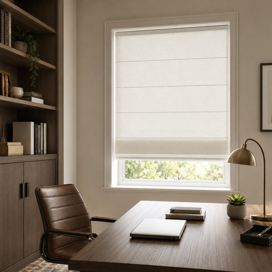 Custom-Made Cordless Light-Filtering Textured Fabric Roman Shades