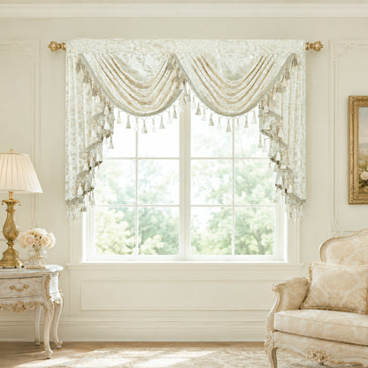 Custom-Made Gold Foil Velvet Waterfall Valance