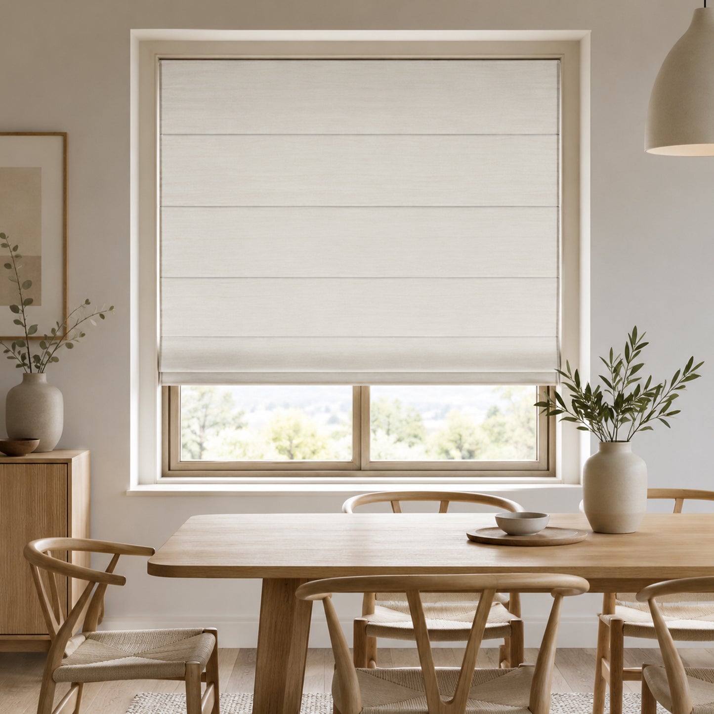 Custom-Made Cordless Textured Fabric Roman Shades