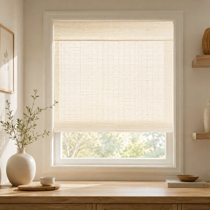 Custom-Made Cordless Natural Bamboo Roman Shades