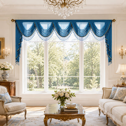 Custom-Made Solid Sheer Waterfall Valance