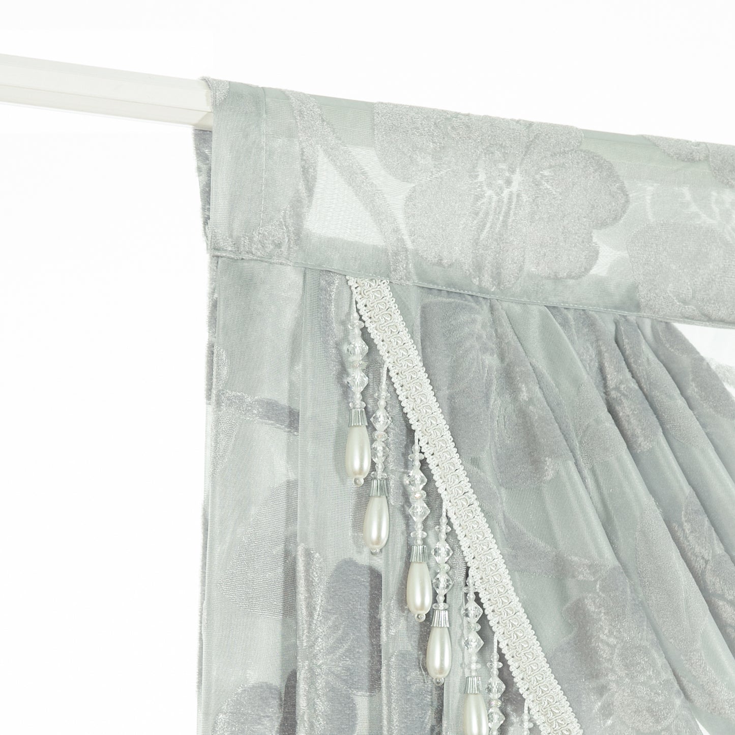 Custom-Made Vintage Jacquard Sheer Waterfall Valance