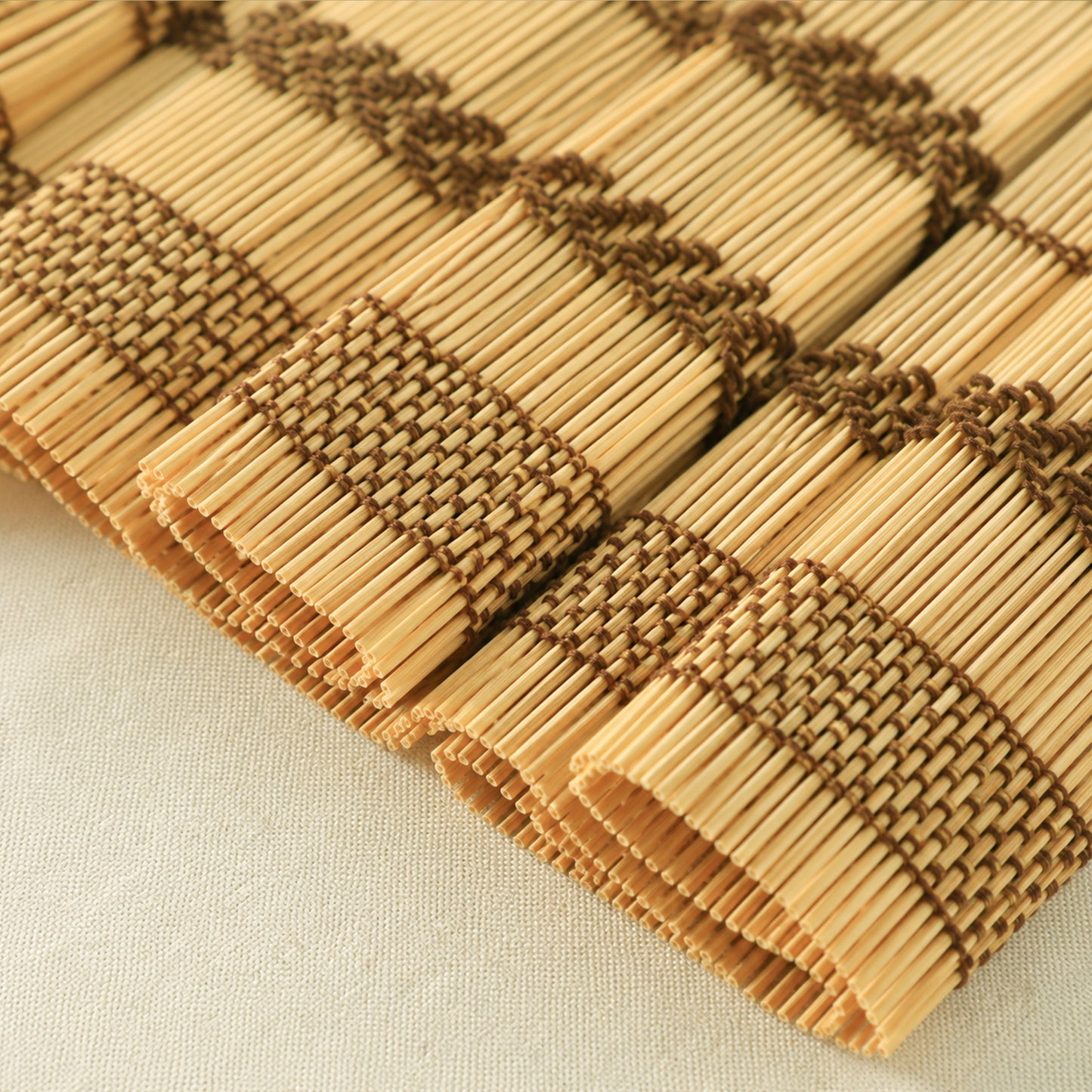 Custom-Made Cordless Natural Bamboo Roman Shades