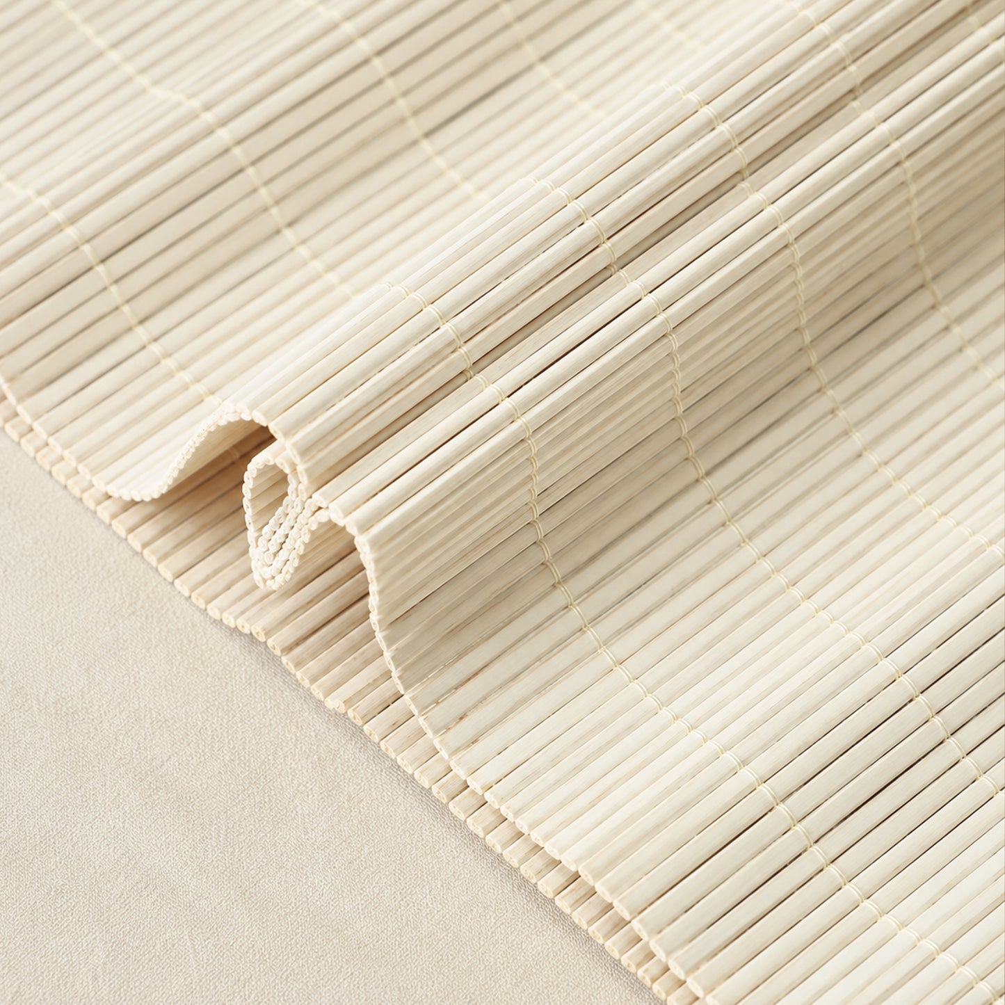 Custom-Made Cordless Natural Bamboo Roman Shades