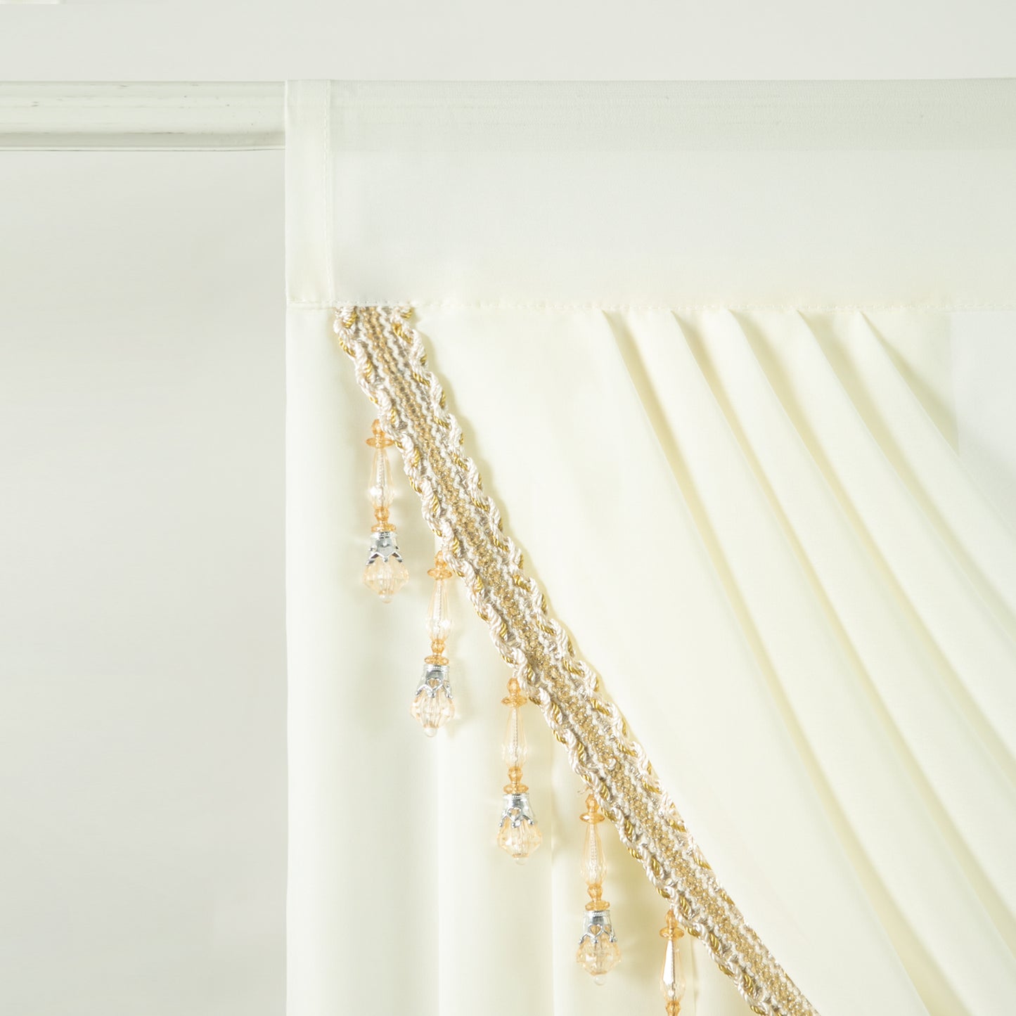Custom-Made Vintage Jacquard Sheer Waterfall Valance