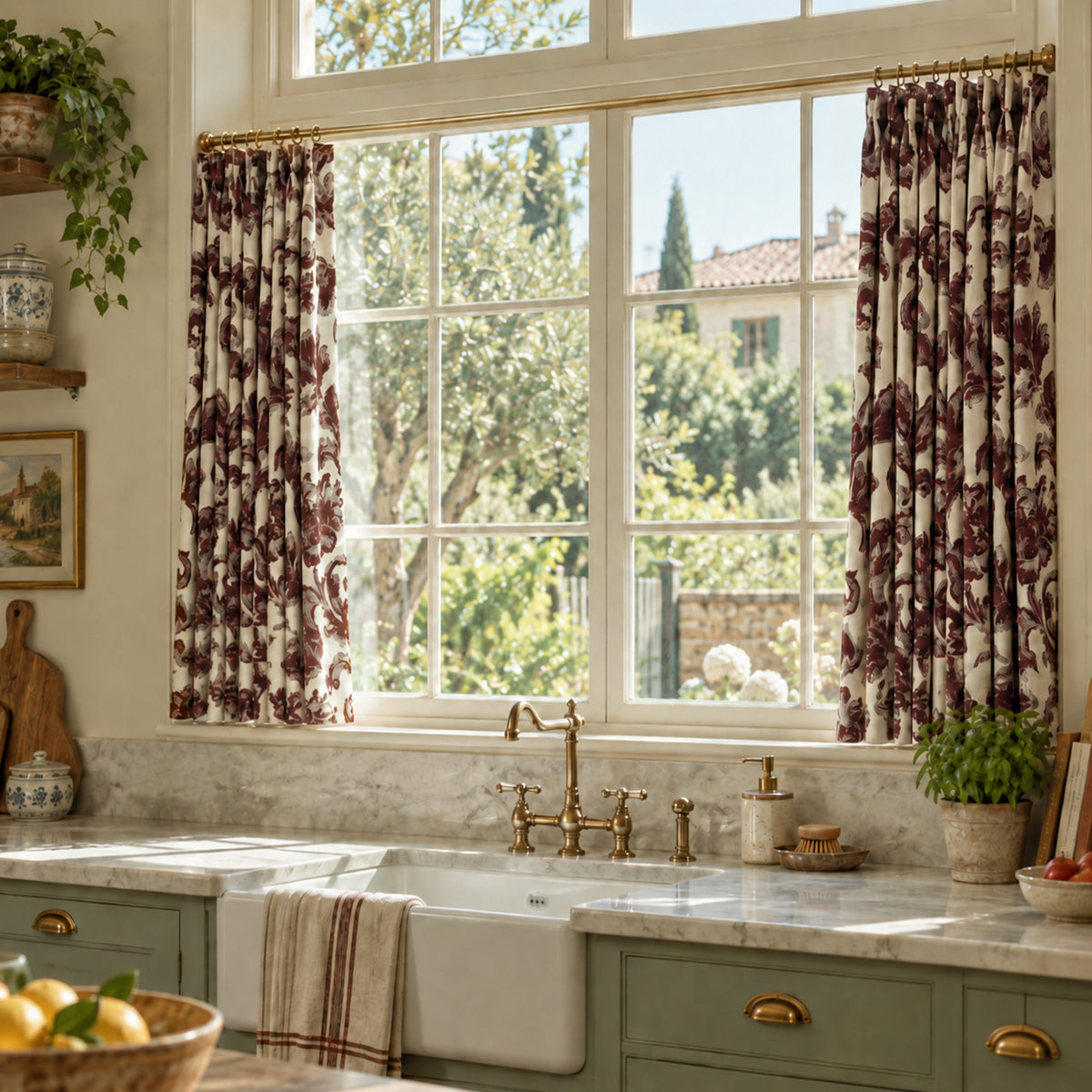 Vintage Floral Cafe Curtains