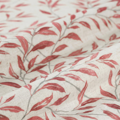 Custom-Made Botanical Leaf Print Linen Light Filtering Curtains